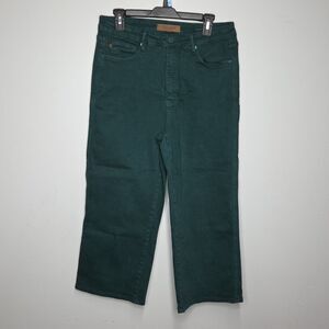 Judy Blue JB88806  Wide Leg Jeans Women's 13/31 Green Garment Dyed Cropped EUC